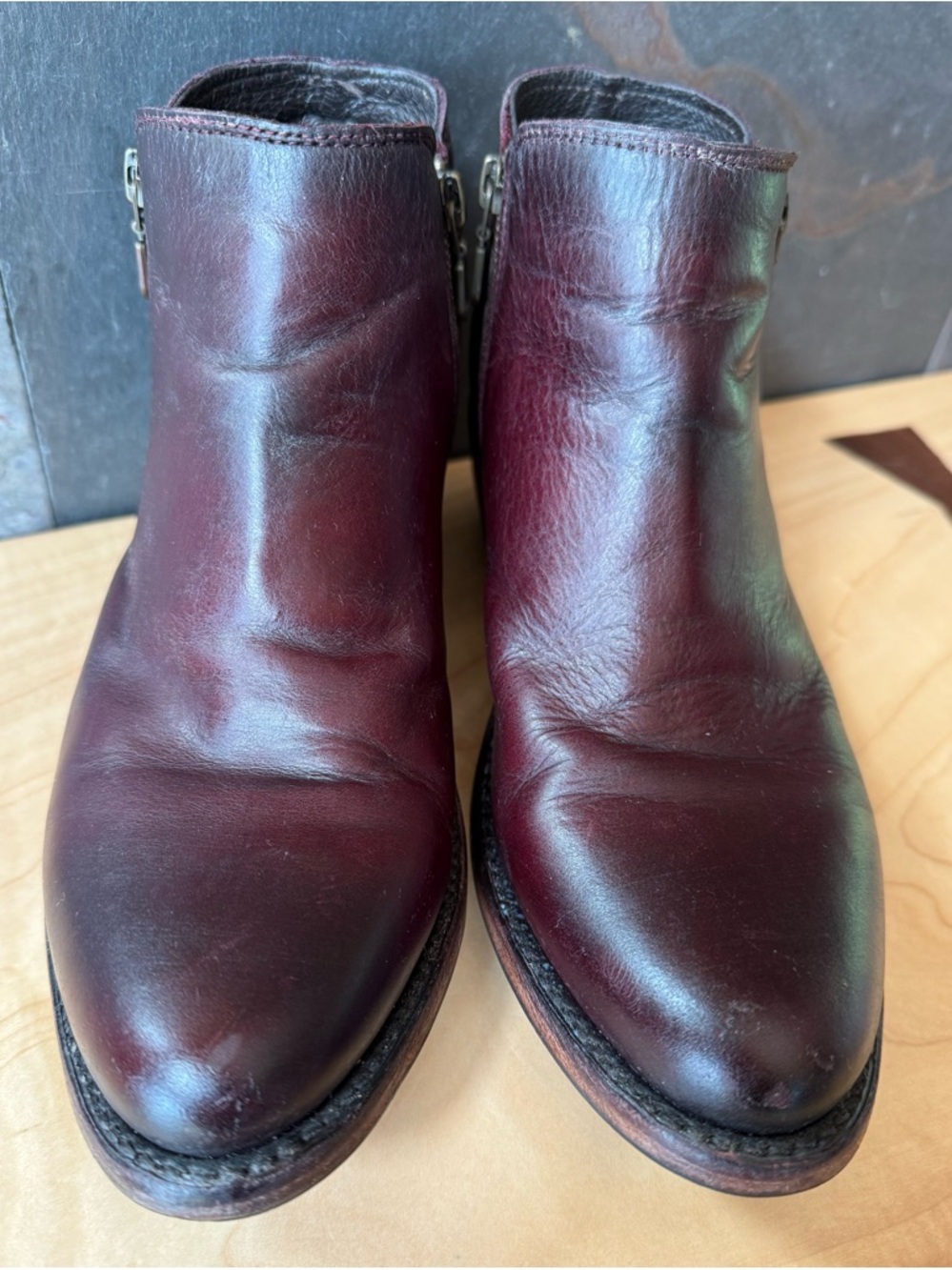 LibertyBlack twin zip booties, 8.5, deep maroon shade, EUC, Mexico, sturdy - Picture 6 of 16